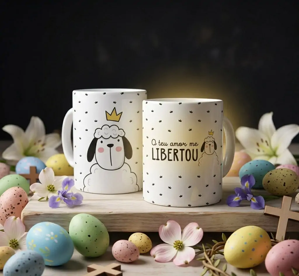 Arte Ovelhinha O teu amor me libertou jesus para caneca