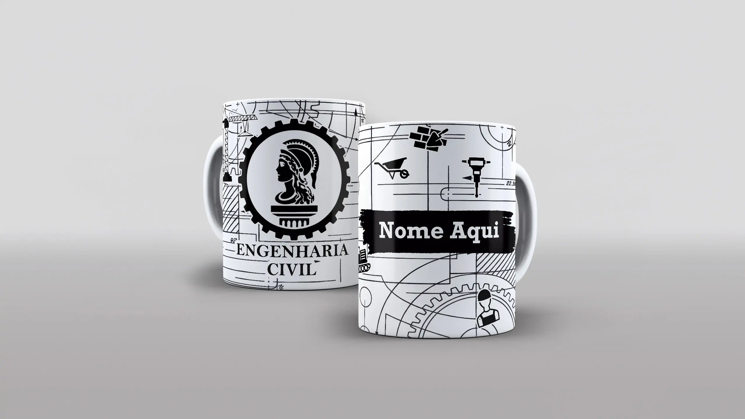 Arte Engenharia Civil com nome para caneca