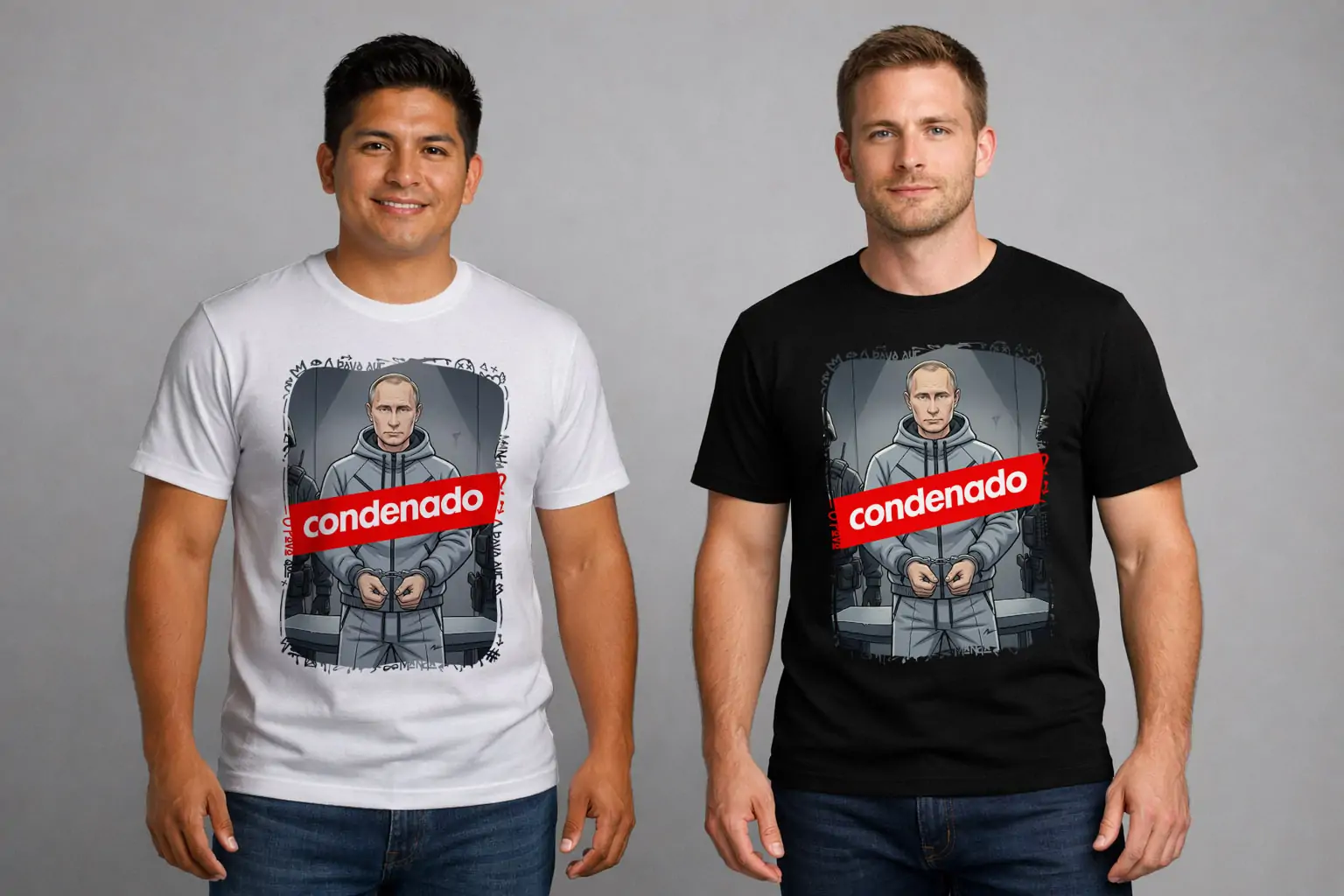 Arte polemica putin condenado para camiseta