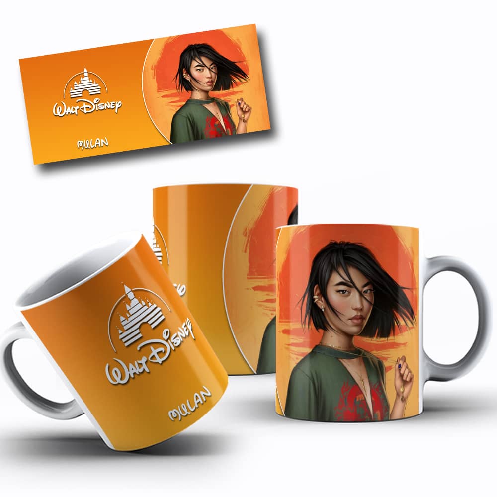 Arte de caneca Princesa Mulan Descolada