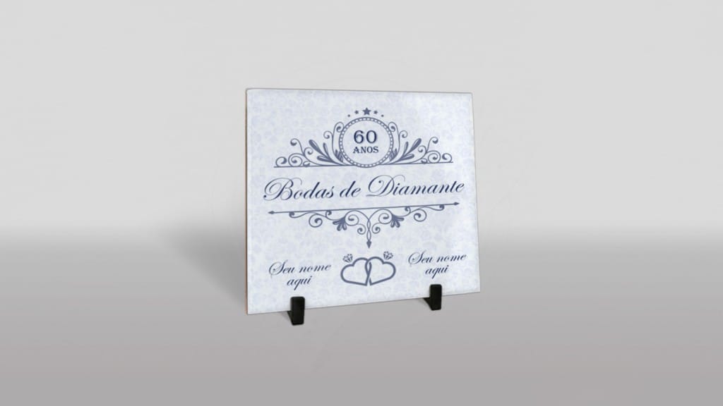 ARTE PARA AZULEJO BODAS DE DIAMANTE - 60 ANOS - ALIANÇAS CORAÇÃO-553