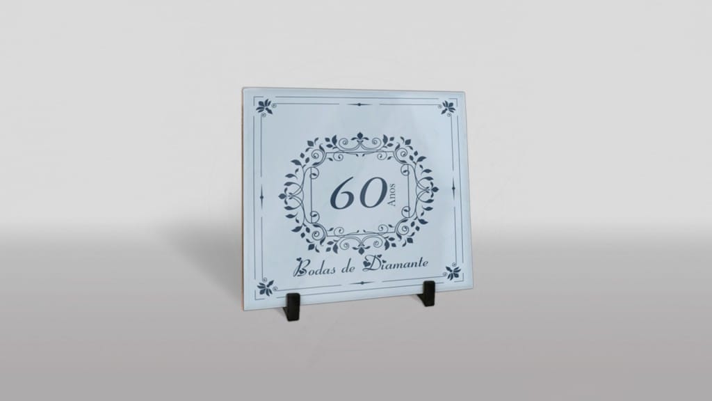 ARTE BODAS DE DIAMANTE - 60 ANOS - VINTAGE - ESTAMPA PARA AZULEJO-555