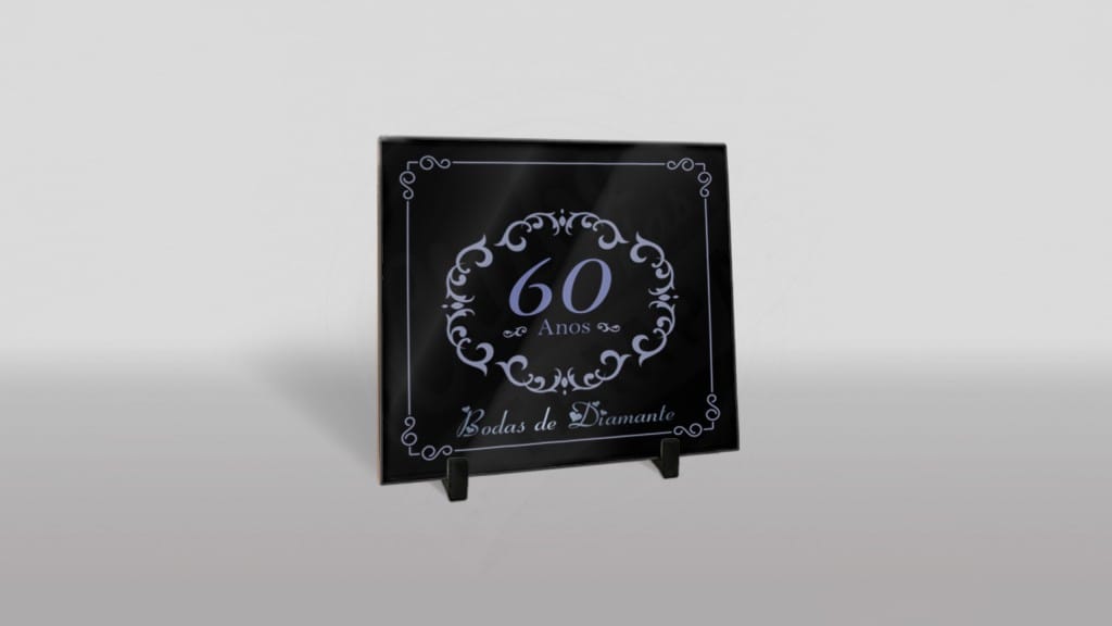 ARTE PARA AZULEJO BODAS DE DIAMANTE - 60 ANOS - PRETO E AZUL-557