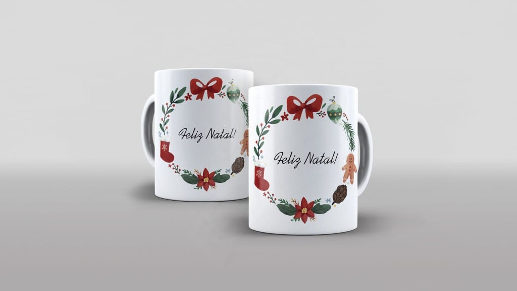 ARTE PARA CANECA FELIZ NATAL GUIRLANDA-683