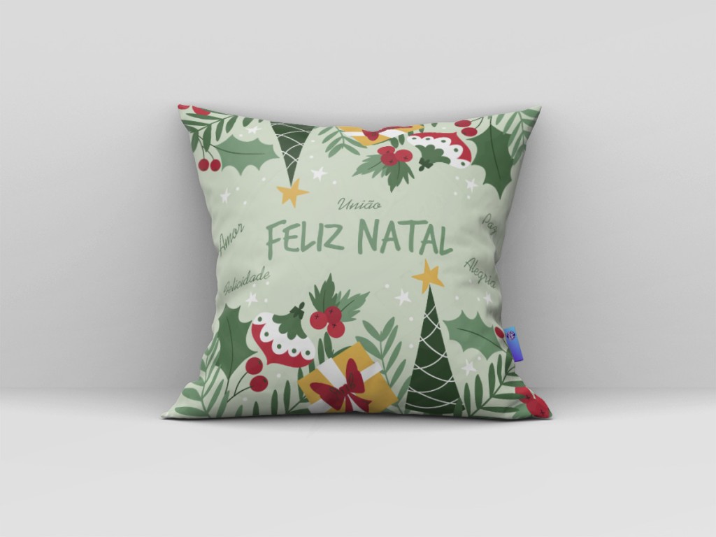 ARTE PARA ALMOFADA - FELIZ NATAL- DESEJOS - VERDE-687