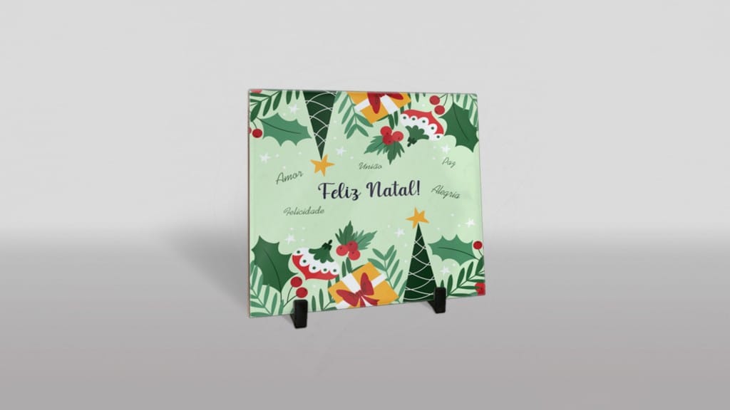 ARTE PARA AZULEJO - FELIZ NATAL- DESEJOS - VERDE-688