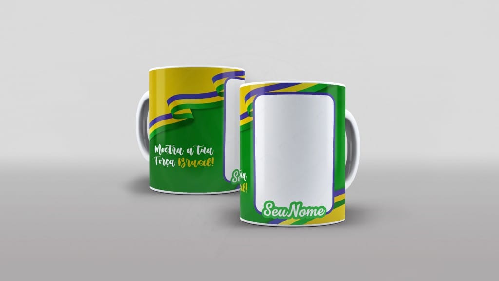 ARTE PARA CANECA MOSTRA A TUA FORÇA BRASIL ! COM NOME E FOTO-714