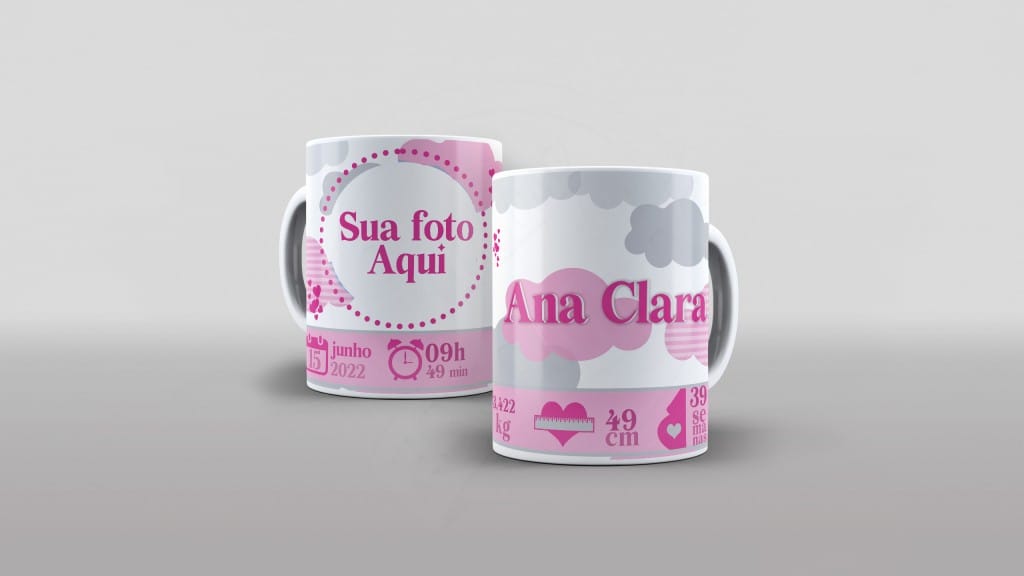 ARTE CANECA COM FOTO - RECÉM-NASCIDO PARA ELA - ESTAMPA PARA CANECA-253