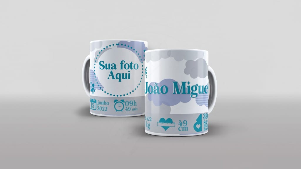 ARTE CANECA COM FOTO - RECÉM-NASCIDO PARA ELE - ESTAMPA PARA CANECA-254
