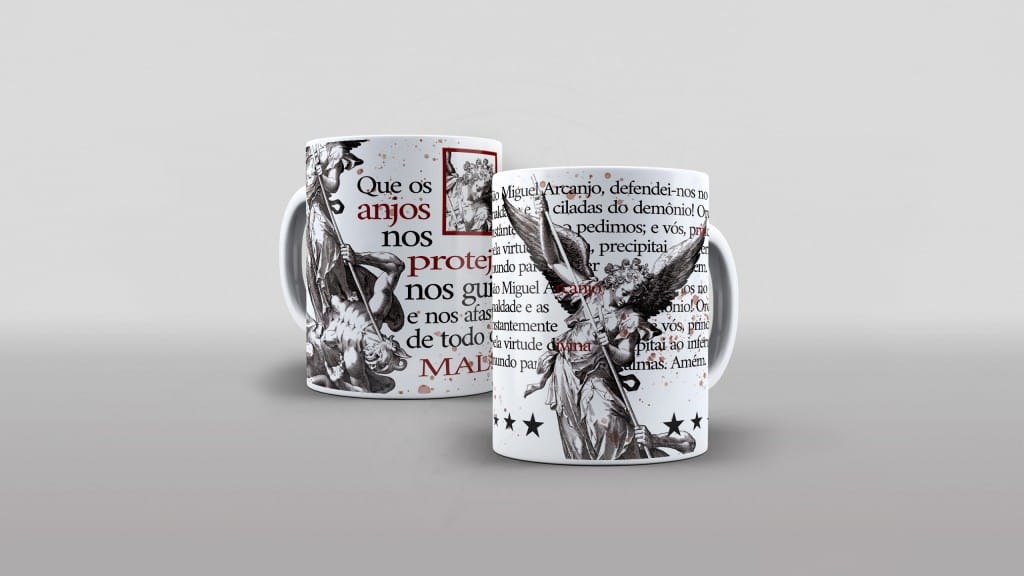 ESTAMPA PARA CANECA - SÃO MIGUEL, QUE OS ANJOS NOS PROTEJAM..-684