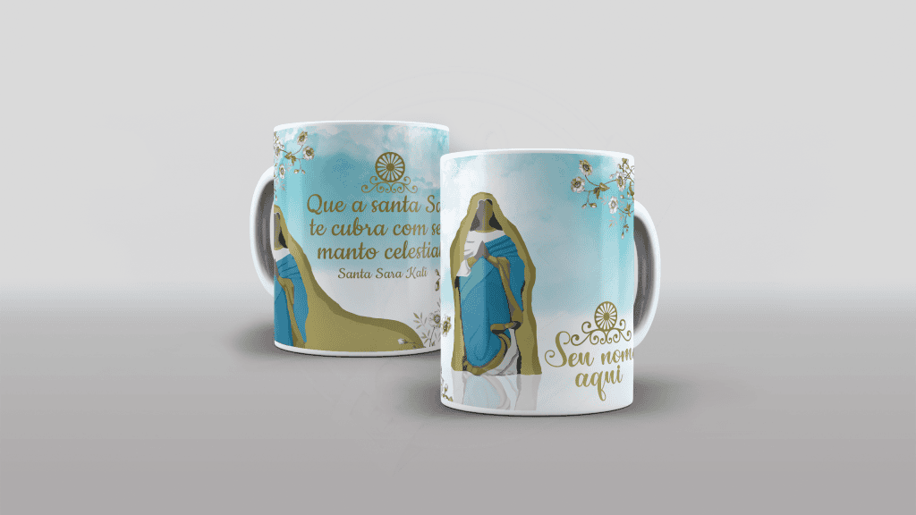 ESTAMPA PARA CANECA COM NOME - QUE A SANTA SARA TE CUBRA COM SEU MANTO CELESTIAL-697