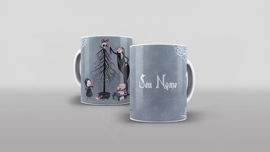 ARTE PARA CANECA FELIZ NATAL WANDINHA FAMILIA ADDAMS-896