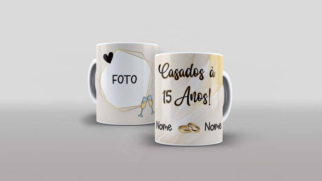 ARTE PARA CANECA COM NOME E FOTO - CASADOS A 15 ANOS-944