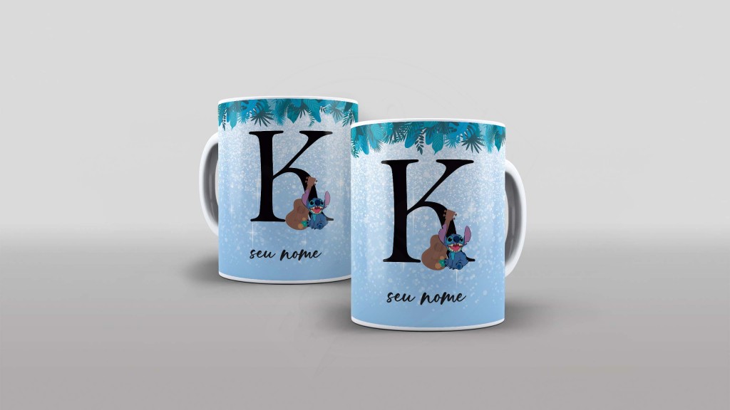 ARTE PARA CANECA  - ALFABETO - STITCH - LETRA K-1124