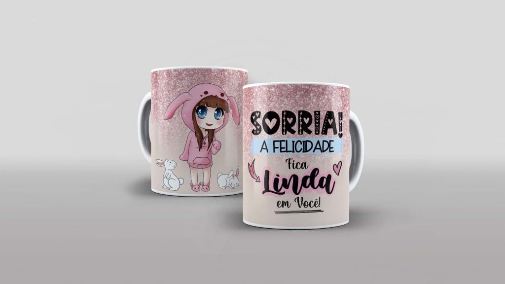 ARTE PARA CANECA - SORRIA  A FELICIDADE FICA LINDA EM VOCÊ-1330