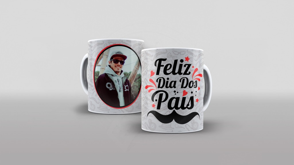 ARTE PARA CANECAS -  FELIZ DIA DOS PAIS COM 3 FOTOS-1875