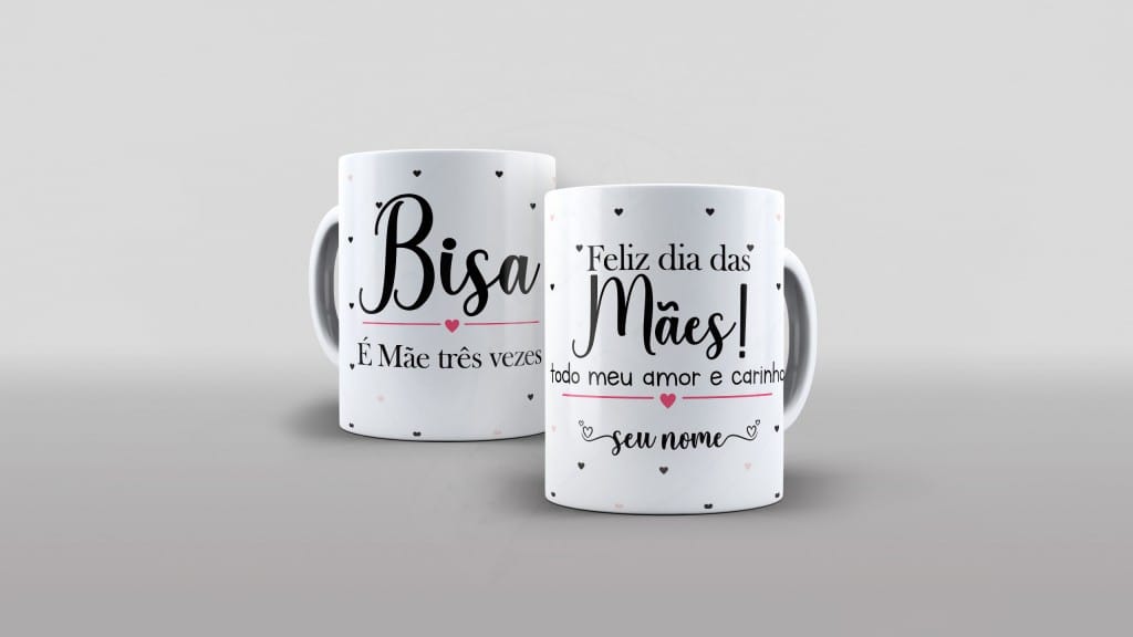 ARTE BISA É MÃE TRÊS VEZES ESTAMPA PARA CANECA-1955
