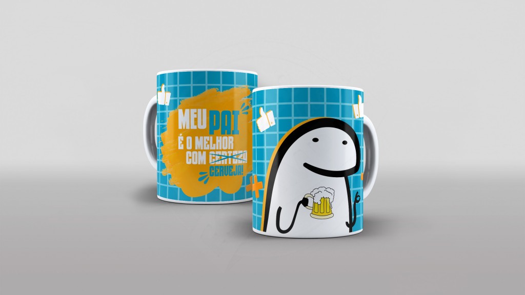 ARTE PARA CANECAS FLORK - MEU PAI É O MELHOR COM CERVEJA-1981