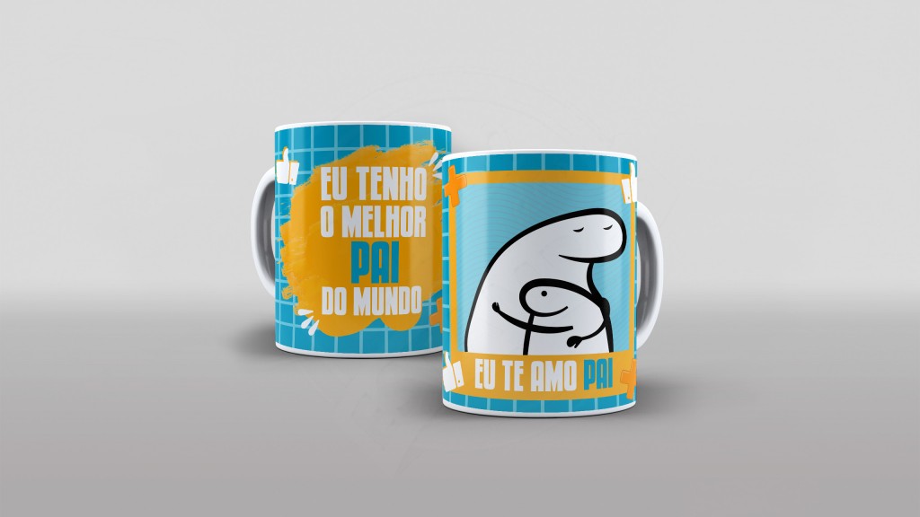 ARTE PARA CANECAS FLORK - EU TENHO O MELHOR PAI DO MUNDO-1984