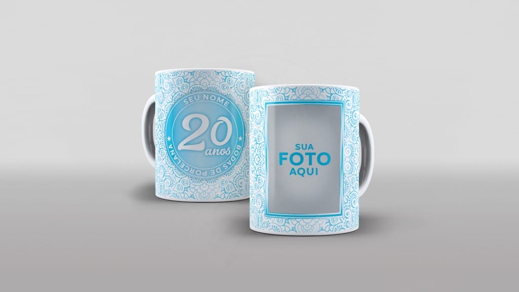 ARTE PARA CANECAS - BODAS DE PORCELANA AZUL 02-2279