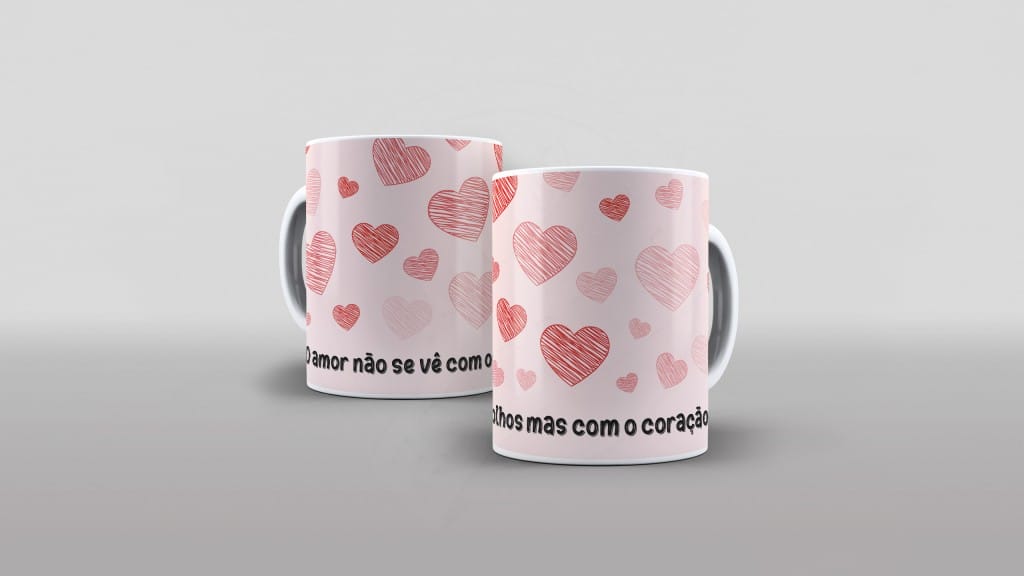 ARTE PARA CANECAS - O AMOR NÃO SE VÊ COM OS OLHOS MAS COM O CORAÇÃO-2345