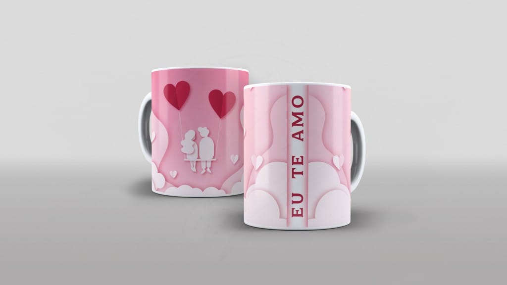 ARTE PARA CANECAS - EU TE AMO ROSA 01-2384
