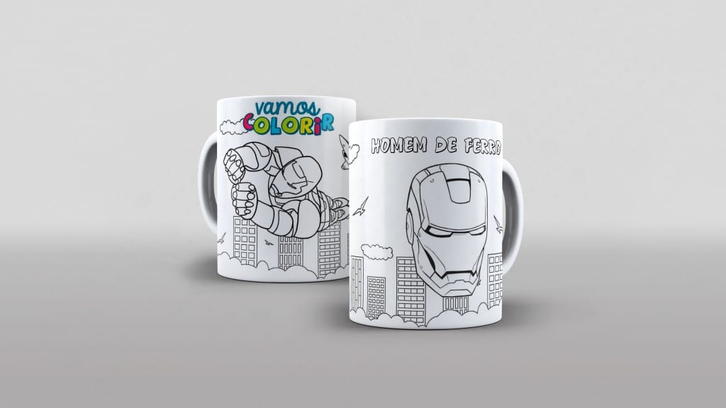 ARTE PARA CANECA - VAMOS COLORIR - HOMEM DE FERRO-2783