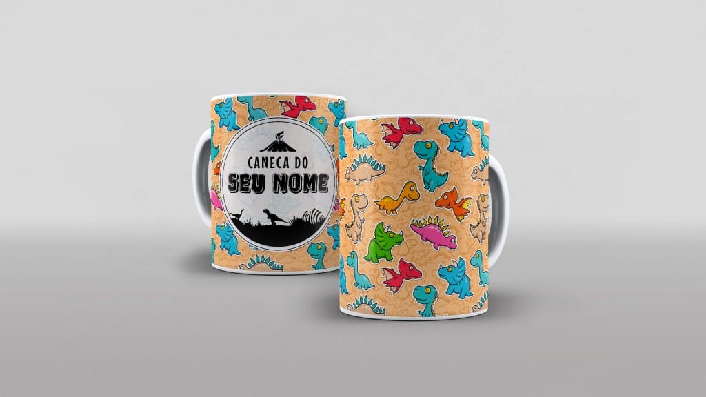 ARTE PARA CANECA - JURASSIC PARK - LARANJA-2805