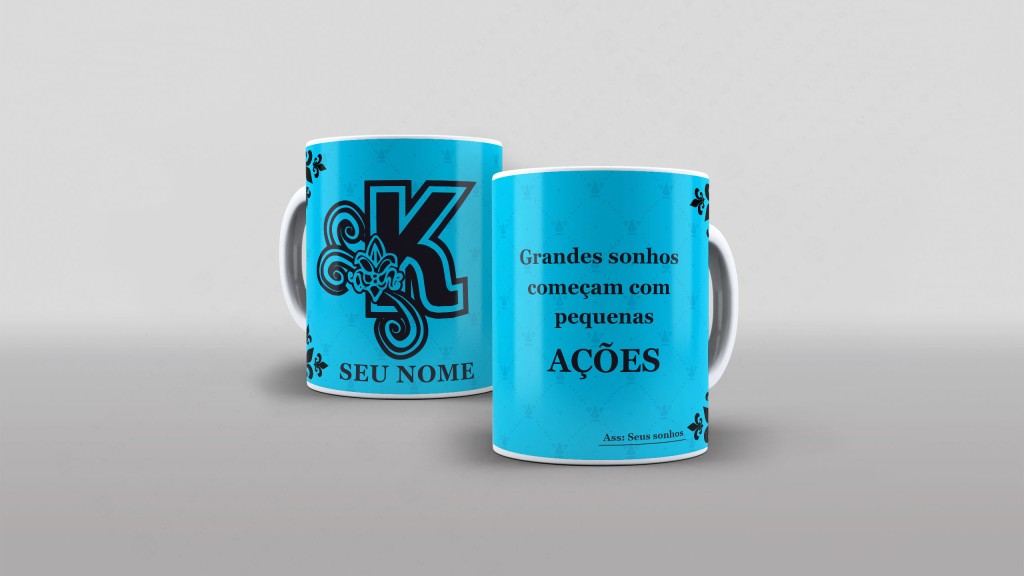 ARTE PARA CANECA - ALFABETO NOVEMBRO AZUL LETRA K-3696