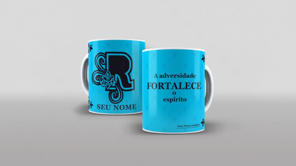 ARTE PARA CANECA - ALFABETO NOVEMBRO AZUL LETRA R-3703