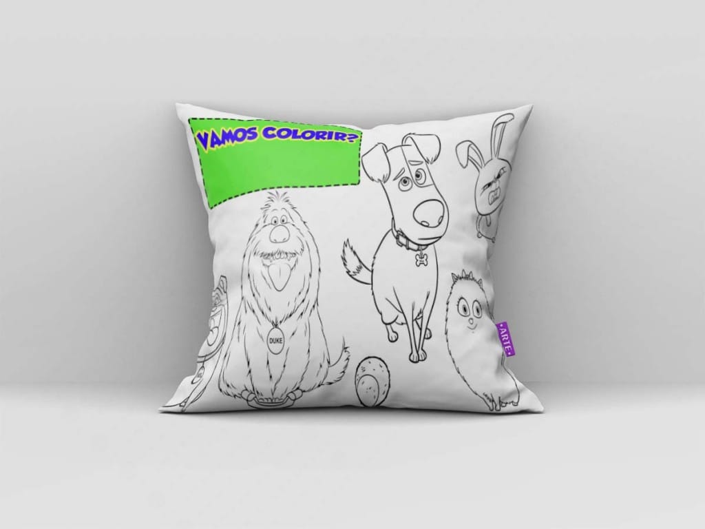 ARTE PARA ALMOFADA VAMOS COLORIR - A VIDA SECRETA DOS BICHOS-3906