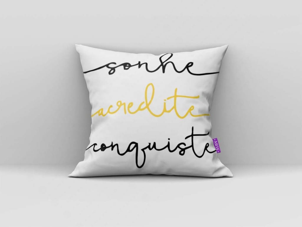 ARTE PARA ALMOFADA - KIT SONHE  ACREDITE CONQUISTE GEOMÉTRICAS-4169