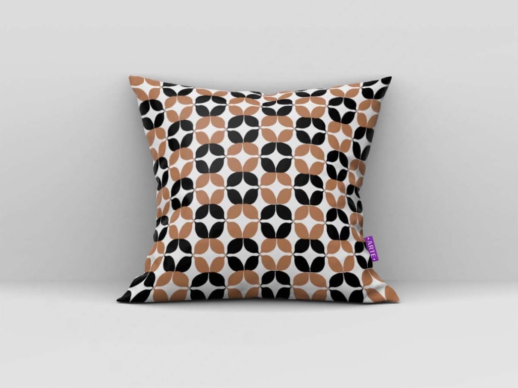 ARTE PARA ALMOFADA - KIT FLORES E GEOMÉTRICAS MARROM E BRANCO-4244