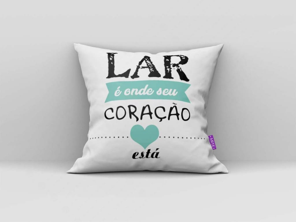 ARTE PARA ALMOFADA CORAÇÕES - KIT LAR É ONDE SEU CORAÇÃO ESTÁ CINZA VERDE E BRANCO-4314