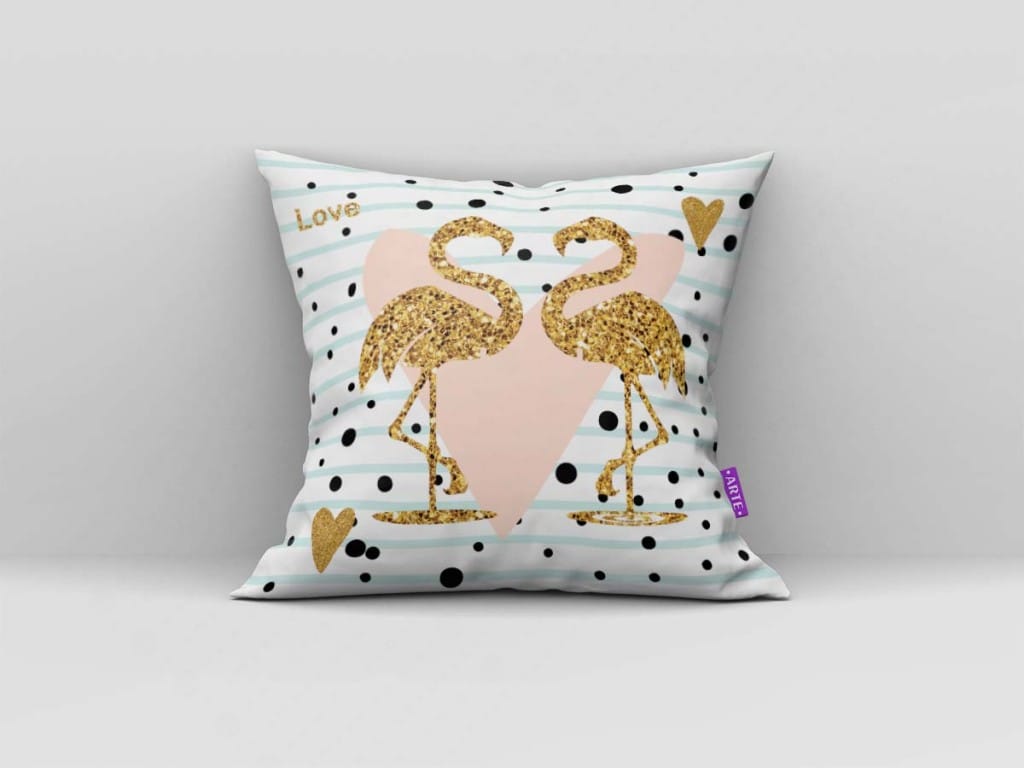 ARTE PARA ALMOFADA - KIT FLAMINGO DOURADO-4318