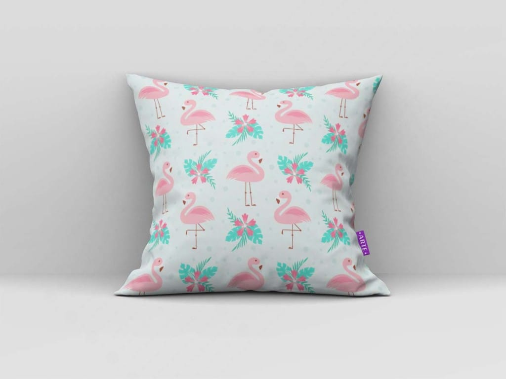 ARTE PARA ALMOFADA - KIT FLAMINGO ROSA COM PLANTAS-4324
