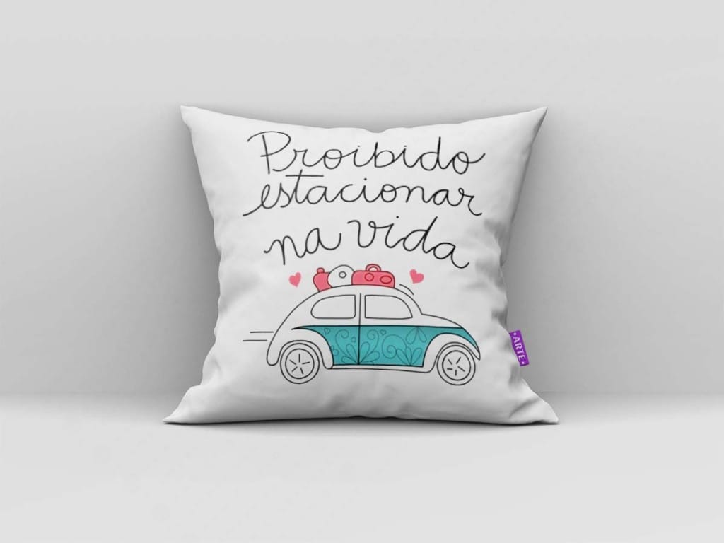 ARTE PARA ALMOFADA FUSCA VERDE - KIT PROIBIDO ESTACIONAR NA VIDA GEOMÉTRICAS-4387