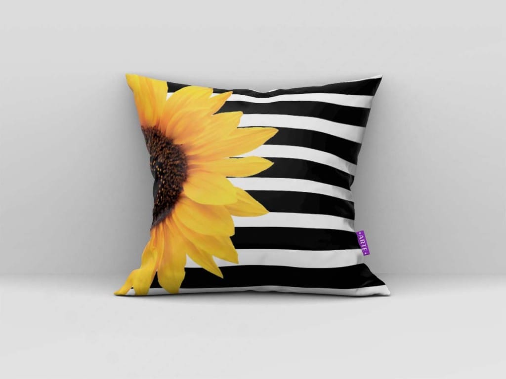ARTE PARA ALMOFADA COM LISTRAS - KIT GIRASSOL-4497