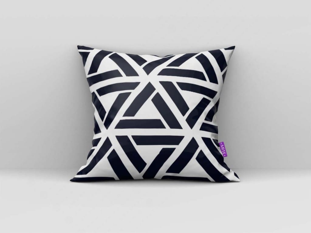ARTE PARA ALMOFADA TRIÂNGULOS - KIT GEOMÉTRICA MODERNA PRETO E BRANCO-4590