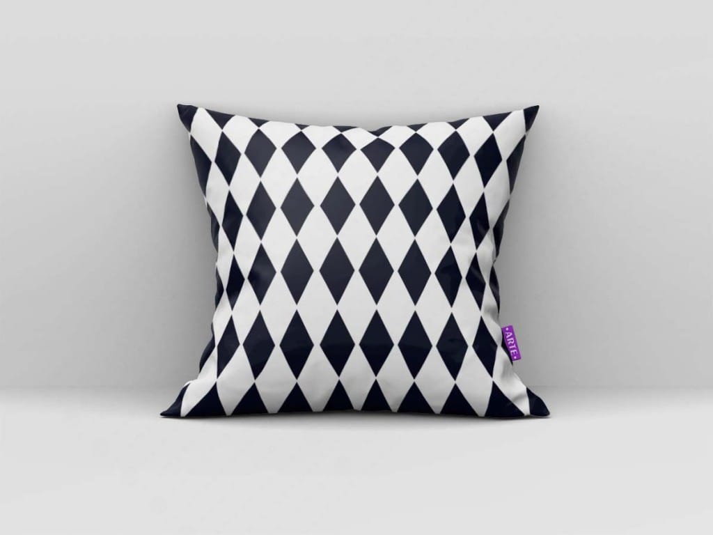 ARTE PARA ALMOFADA DE LOSANGOS - KIT GEOMÉTRICA MODERNA PRETO E BRANCO-4591