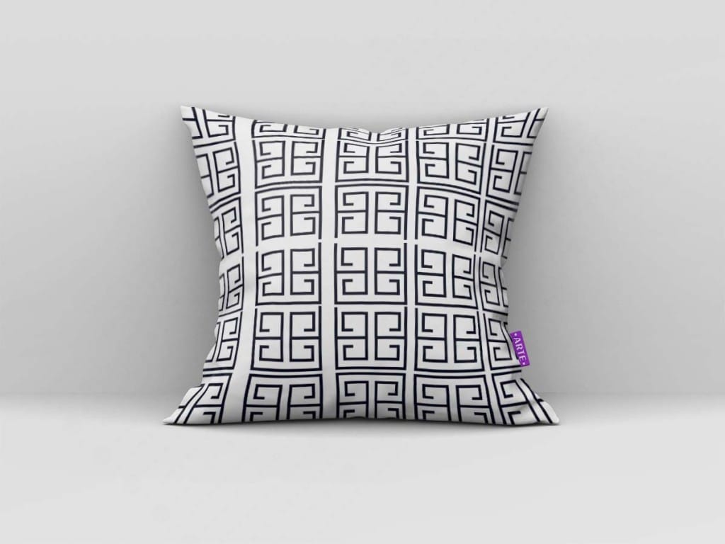 ARTE PARA ALMOFADA EGÍPCIA - KIT GEOMÉTRICA MODERNA PRETO E BRANCO-4592