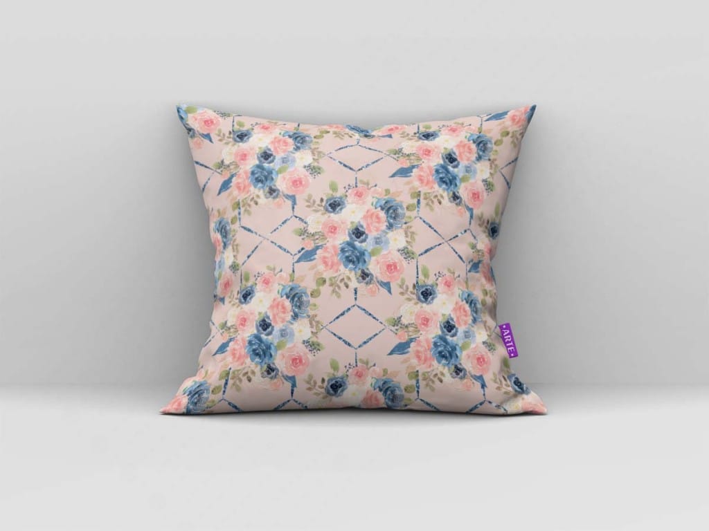 ARTE PARA ALMOFADA - KIT FLORES AZUL E ROSA-4633