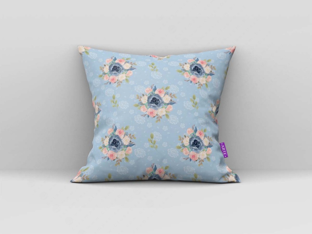 ARTE PARA ALMOFADA - KIT FLORES AZUL E ROSA-4637