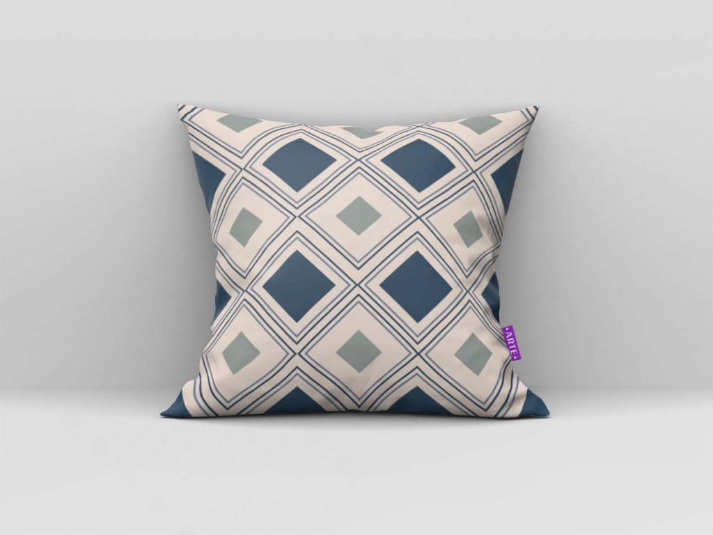 ARTE PARA ALMOFADA QUADRADOS - KIT GEOMÉTRICAS AZUL E BEGE-4683