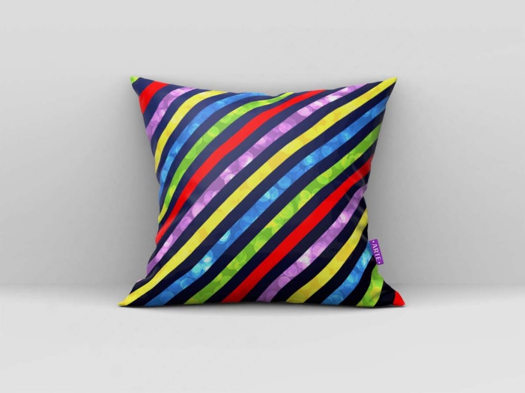 ARTE PARA ALMOFADA DE LISTRAS COLORIDAS E CÍRCULOS - KIT INSIDE OUT-5129