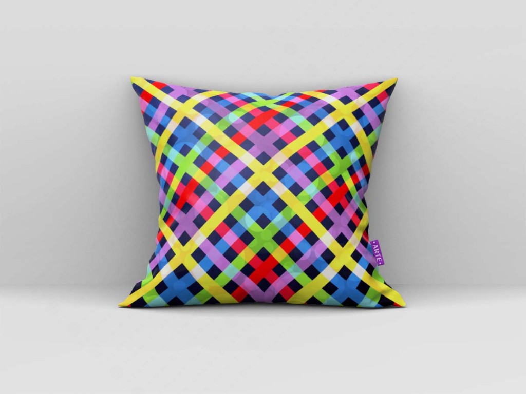 ARTE PARA ALMOFADA XADREZ COLORIDA - KIT INSIDE OUT-5130