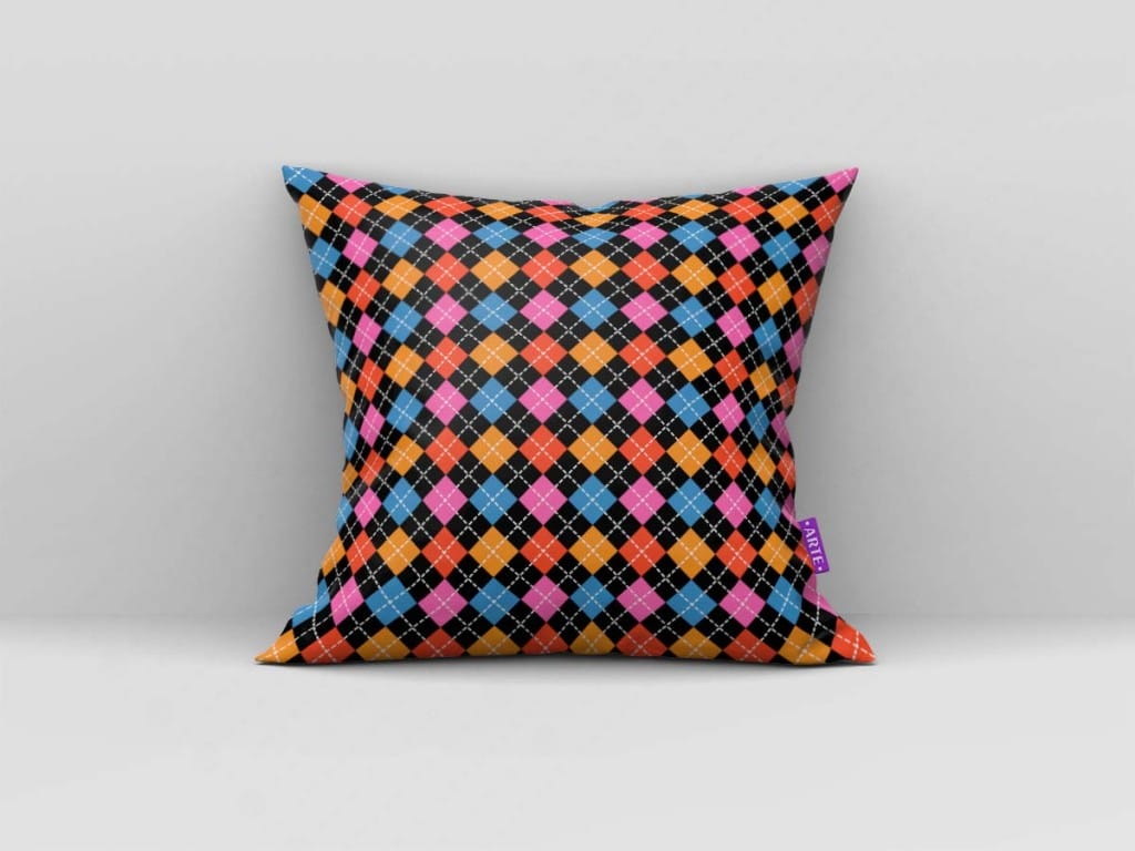ARTE PARA ALMOFADA XADREZ COLORIDA  - KIT COCO PAPEL MÁGICO-5232