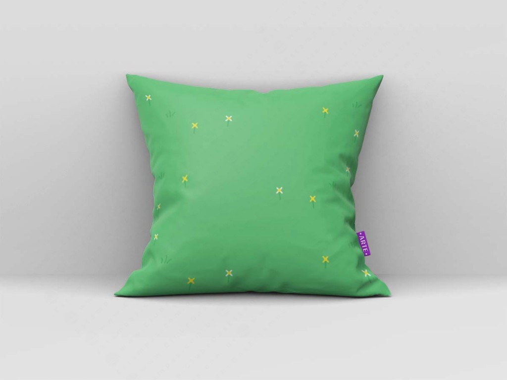 ARTE PARA ALMOFADA VERDE COM FLORES - KIT PEPPA PIG PAPEL DIGITAL-5441