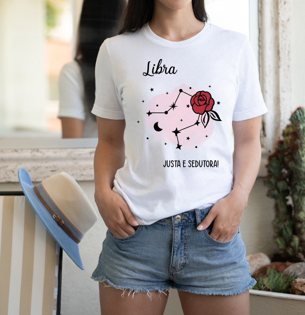 Camiseta Libra - Signos Flower-6052