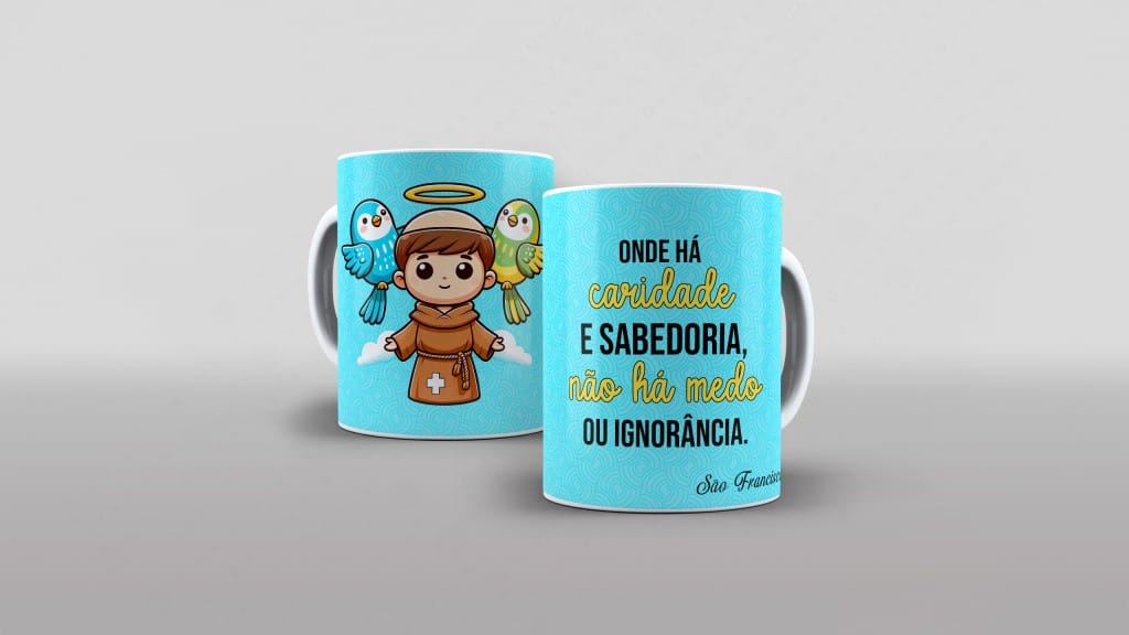 Arte sao francisco para caneca santos fofitos com frase - clube das estampas-6065